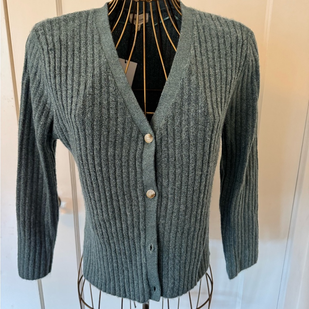 Thred & Supply Elegant Ribbed Cardigan Sweater - Teal